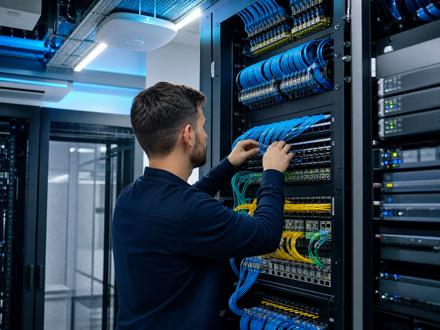 Organized network rack and IT infrastructure project